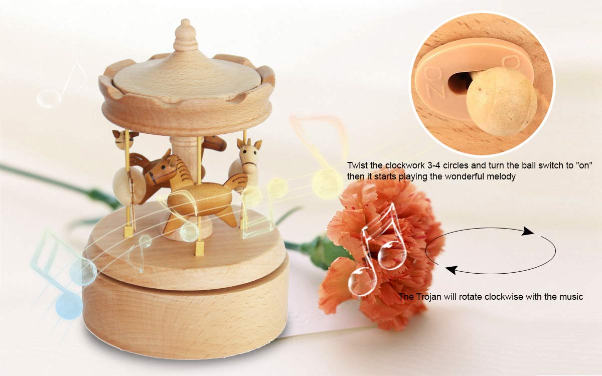 Amazon.com: LILYXIN Carousel Music Box, Handmade Wooden Merry-Go